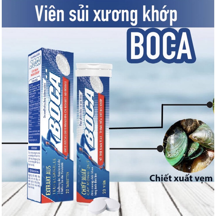 Viên sủi BOCA - Giảm đau nhức xương khớp, thoái hóa khớp, đốt sống cổ 20 viên