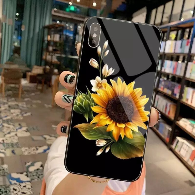 Ốp Lưng Kính Cường Lực / Case Hoa hướng dương Chống Vỡ Dành Cho 13ProMax 12ProMax 11ProMax X XSMAX Fukishop