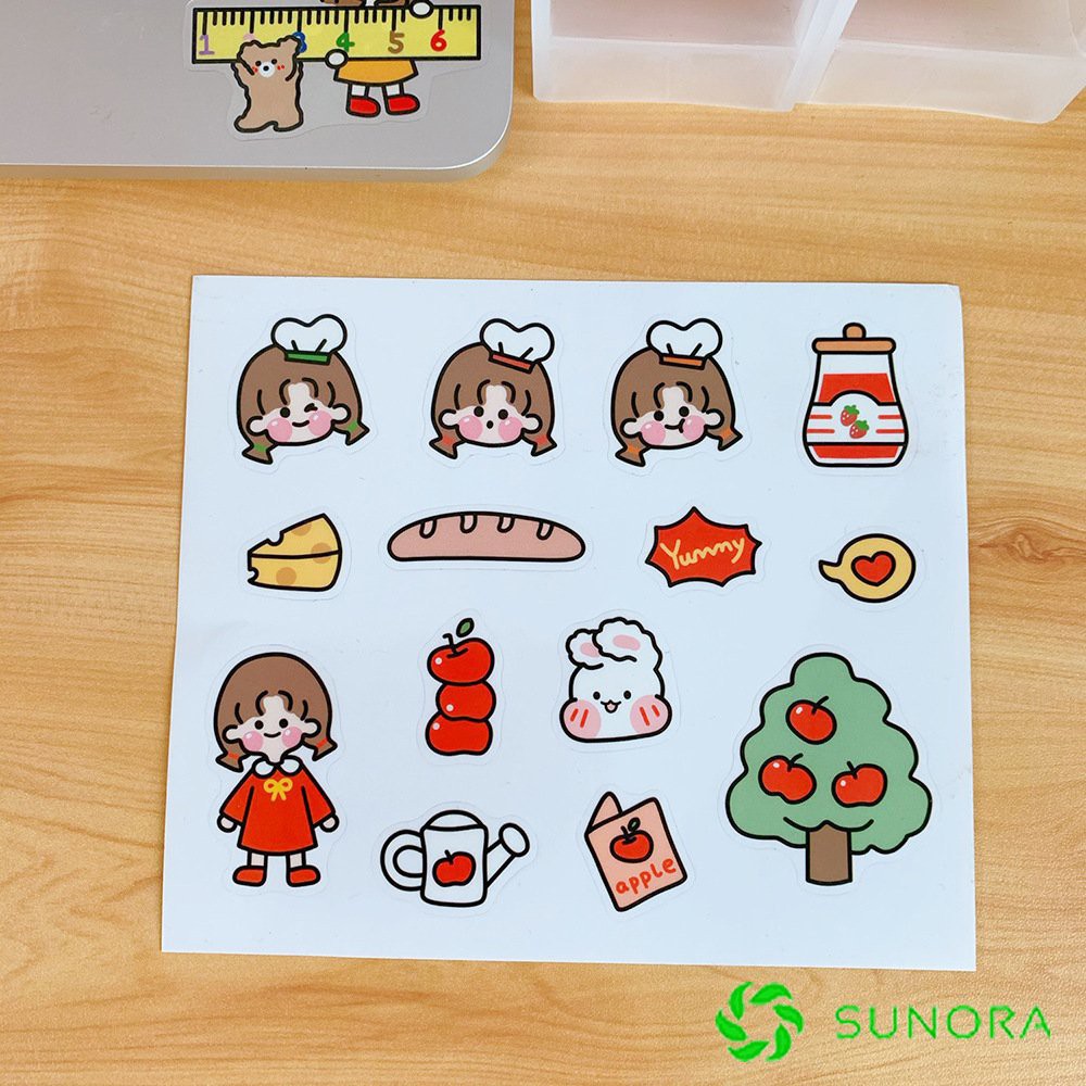 Sticker Decal Trang Trí Cô Gái Cute Nhật Bản Miếng Dán Sổ Tay Vali