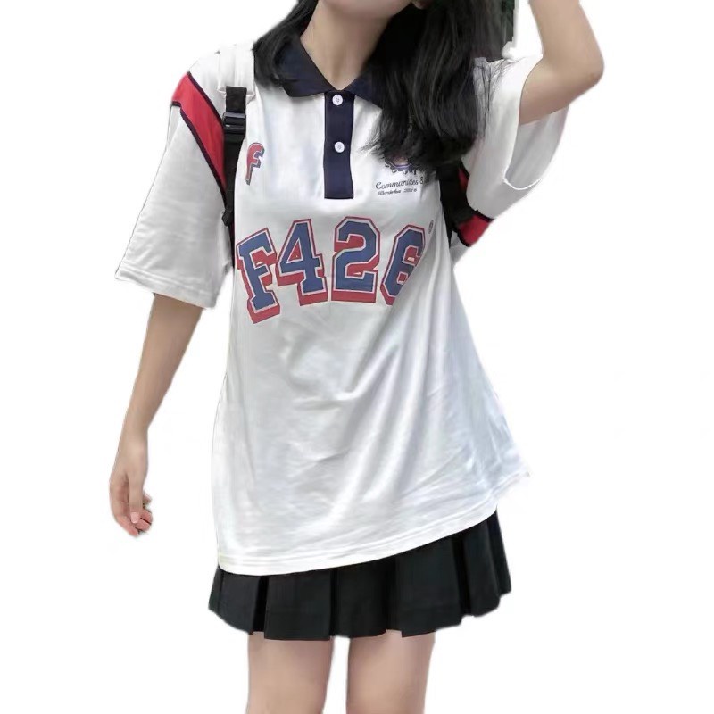 Áo Polo F426 Cổ Bẻ Dáng Rộng Chất Coton Co Dãn,ÁoThun Polo cổ bẻ phối đen dầy đẹp