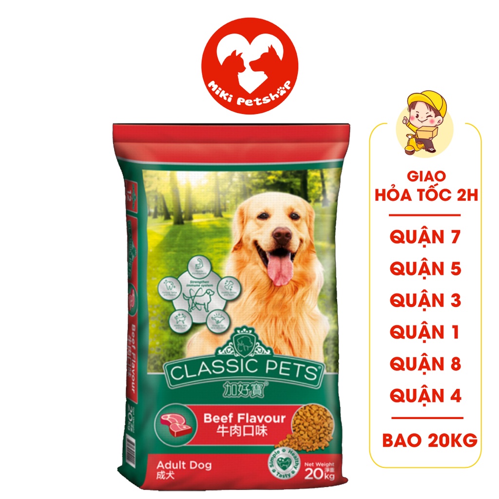 Thức Ăn Cho Chó Classic Pets Bao 20Kg Vị Bò Cho Chó Lớn - Miki Petshop