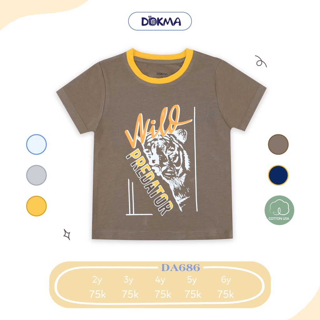 Áo cộc tay cổ tròn sợi tre bé trai Dokma