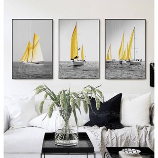 Khung tranh canvas thuyền vàng ra biển MK416