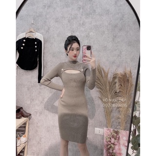váy body len tăm khuy đồng