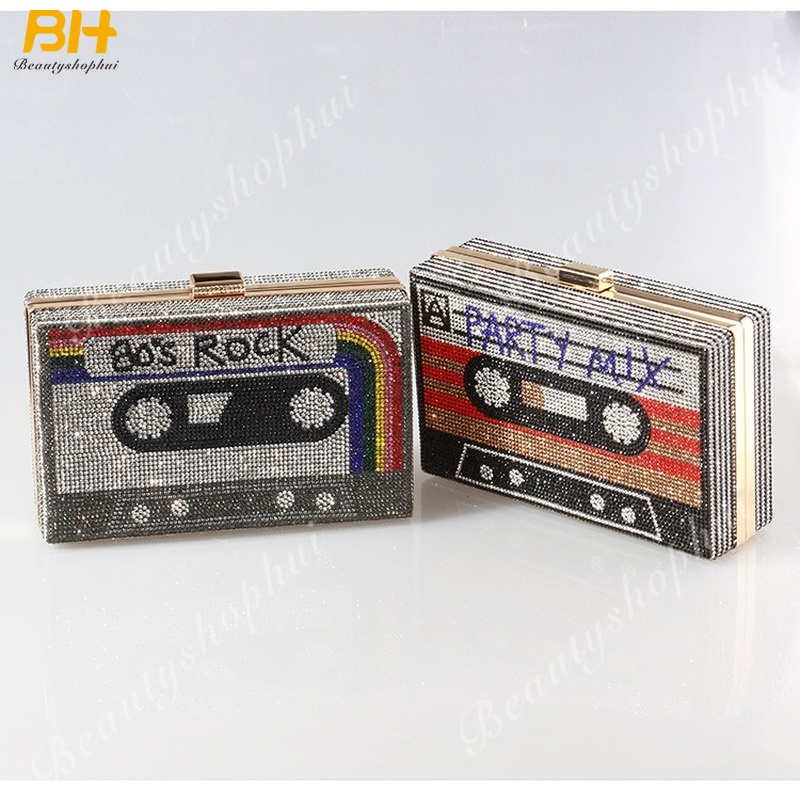 Ví Cầm Tay Đính Kim Cương Giả Phong Cách Âu Mỹ Retro Mới Cho Nữ Dự Tiệc