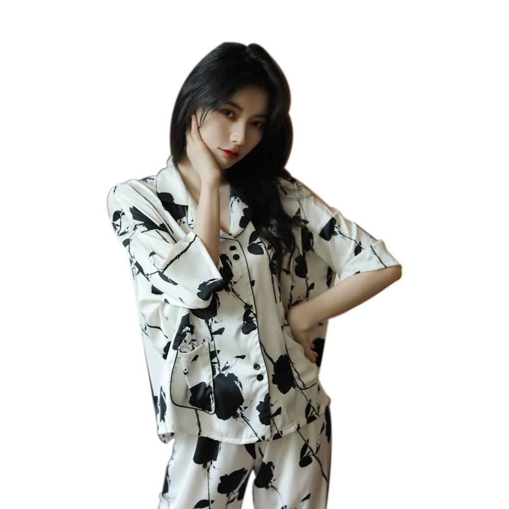 Bộ Đồ Ngủ Tay Cánh Dơi Bằng Lụa Mát Mỏng Thời Trang Xuân Hè Hàng Mới 2022 Dành Cho Bạn Nữ