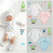 Set 2 body chip dài tay bé trai, bé gái Lullaby