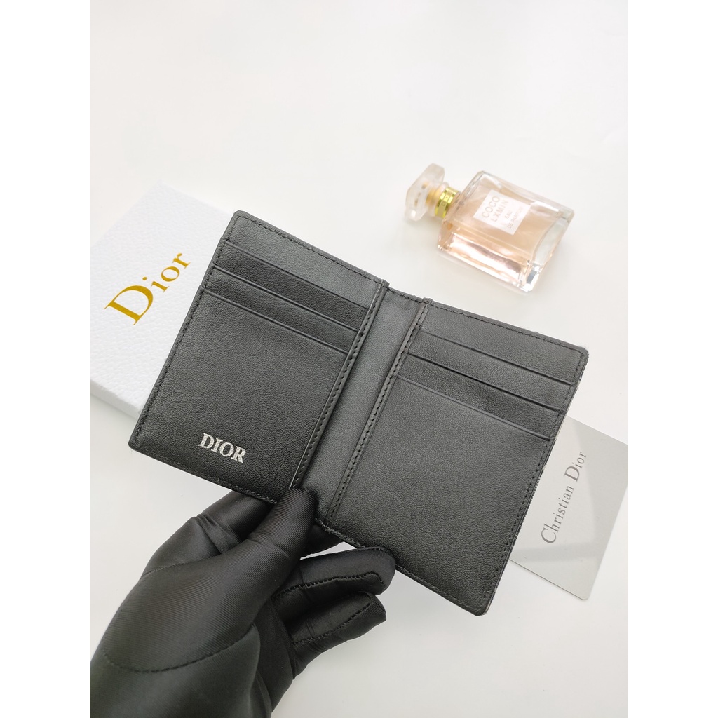 Ví Da Gập Dior Đựng Thẻ / Tiền Xu Có Khóa Cài Cho Nam Và Nữ
