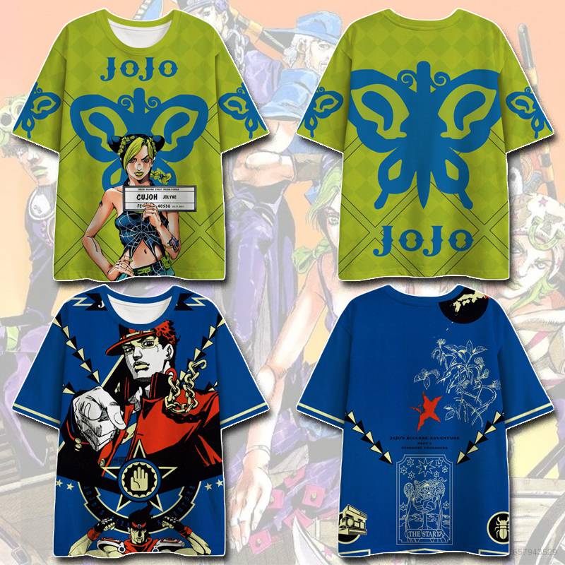 Áo Thun Tay Ngắn Dáng Rộng Họa Tiết Hoạt Hình JOJO Bizarre Adventure Thời Trang Cho Nam Và Nữ