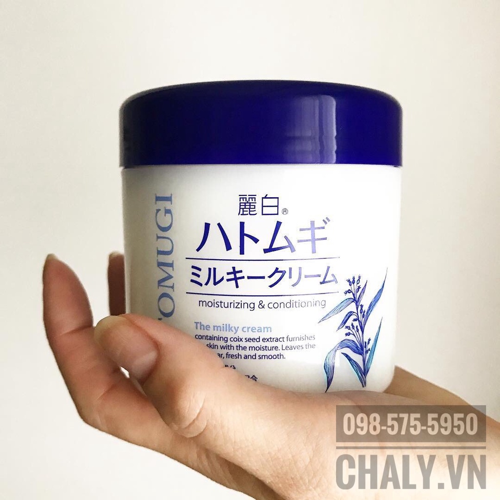 Kem dưỡng trắng da ý dĩ Hatomugi Moisturizing & Conditioning The Milky 300g Nhật Bản