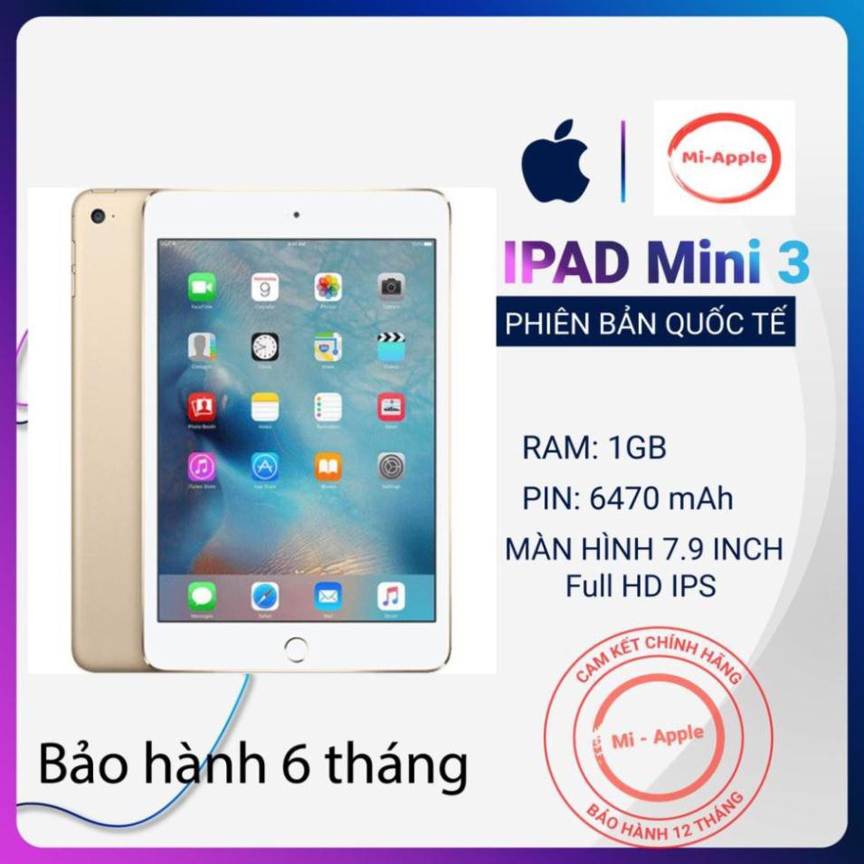 Máy tính bảng ipad mini 3 Quốc tế chính hãng bảo hành 6 tháng 1 đổi 1 tại nhà trong 30 ngày