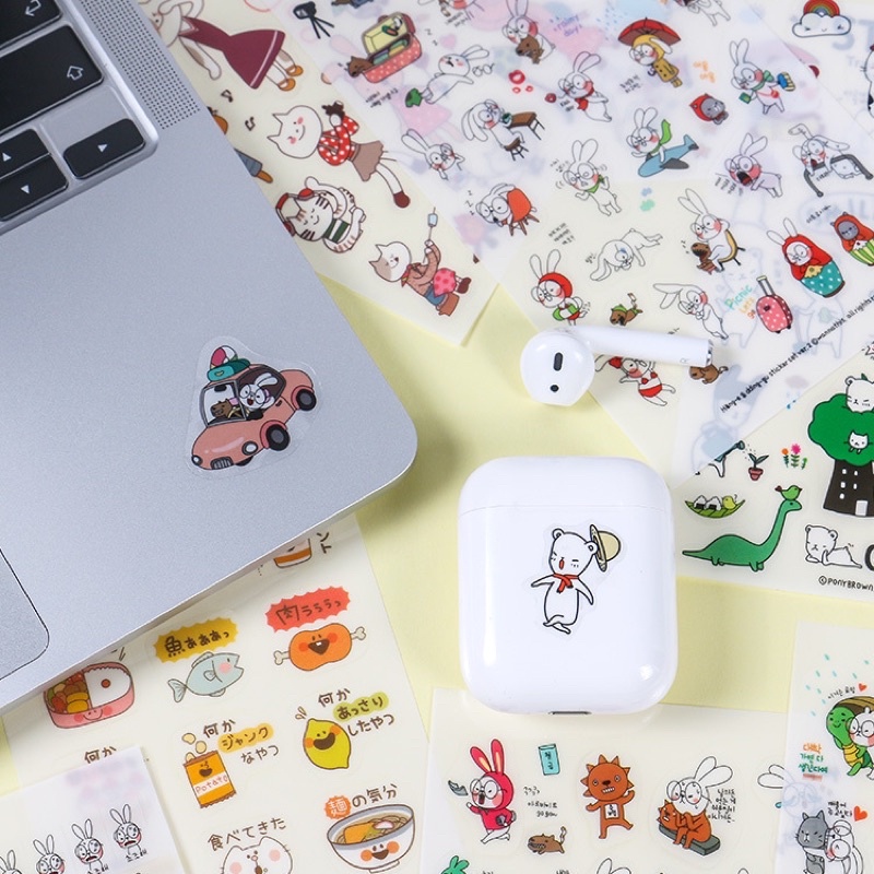 Set 6 stickers nhựa PVC PET dễ thương