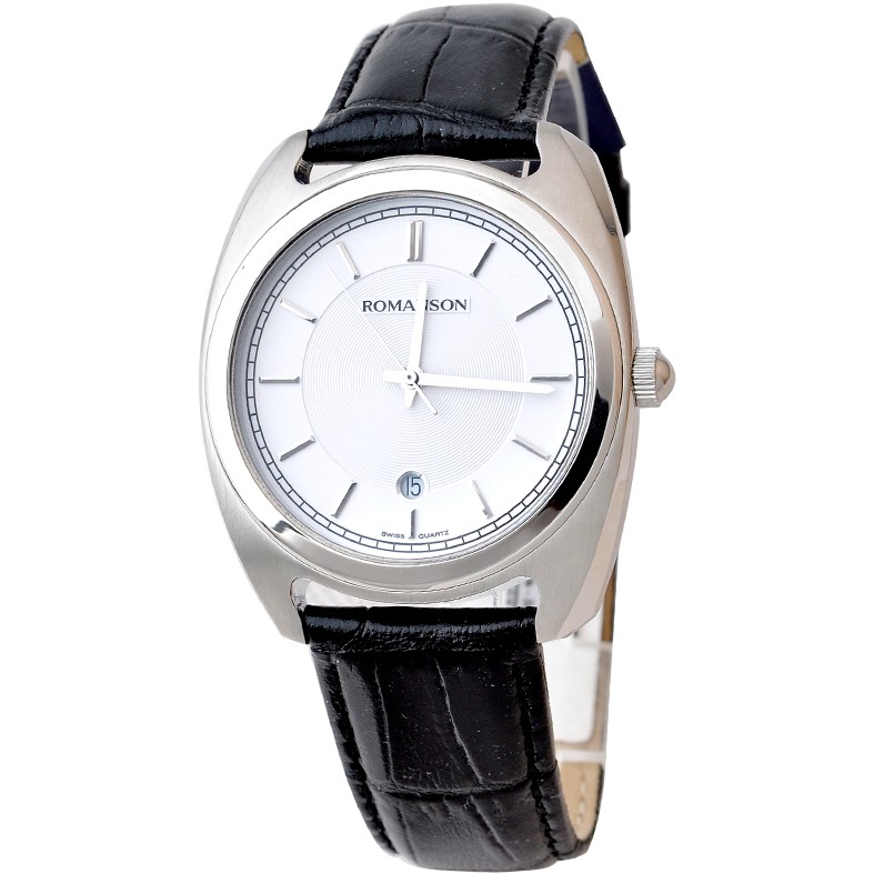 Đồng hồ Unisex Romanson Watch TL1269MWWH kính chống xước, dây da, máy thụy sĩ cao cấp chính hãng