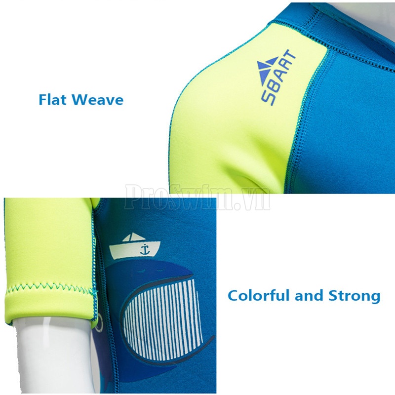 Bộ Bơi Giữ Nhiệt Cho Bé Trai  Sbart 1036 Trẻ Em - Xanh