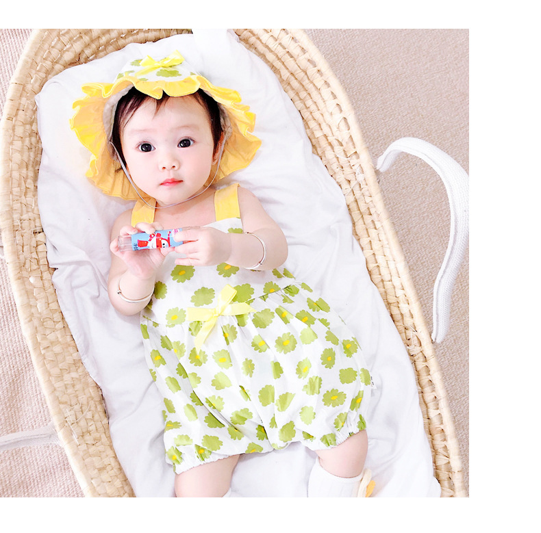 Newborn Flower Print Romper +  Hat Bundles Baby Girls Summer Sleeveless Clothes Set