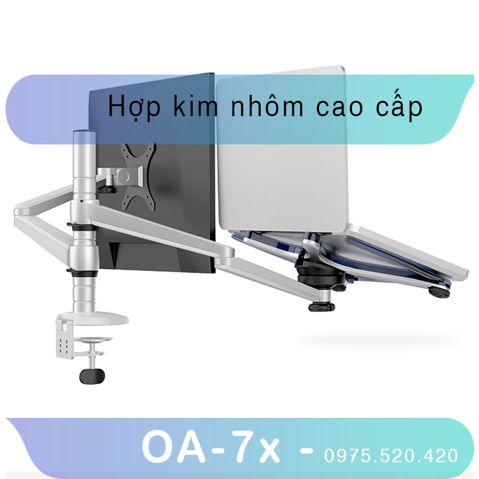 OA-7X  [Hợp kim nhôm] -Giá Treo Màn Hình [17 - 32Inch]- Kèm Kệ Đỡ Laptop [10–15.6 Inch] -  [Phân khúc cao cấp]