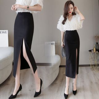 chân váy xẻ lưng cao dài