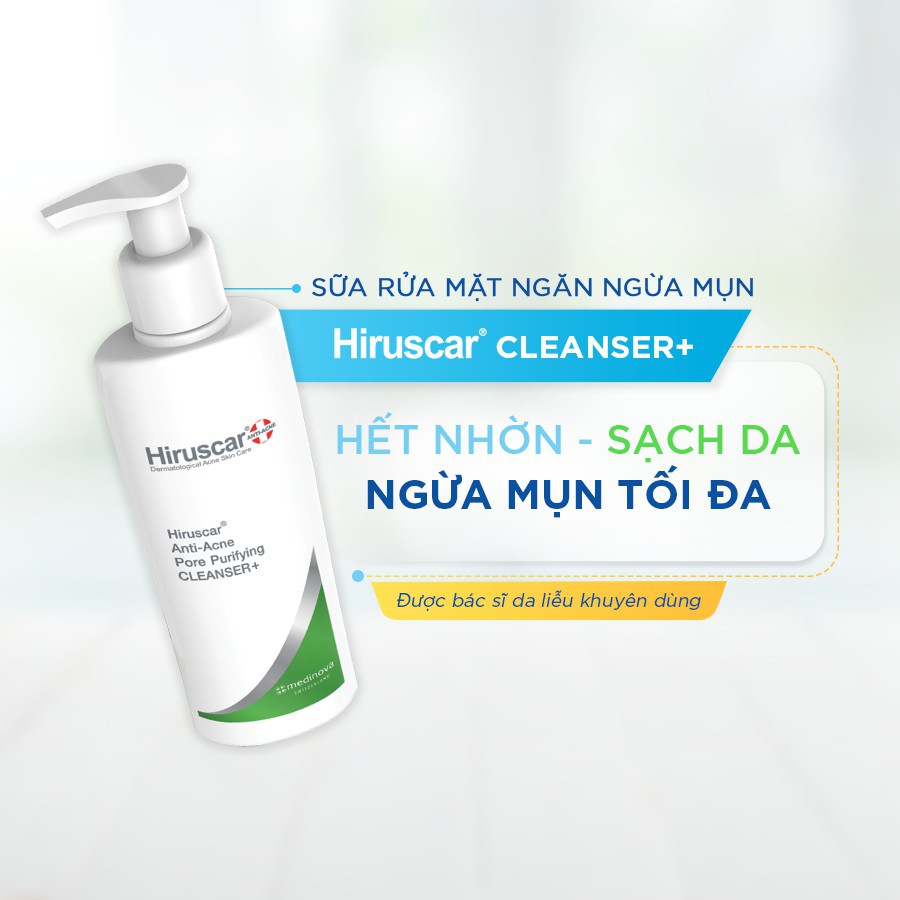 Sữa Rửa Mặt Ngừa Mụn Hiruscar Anti-Acne Cleanser + 100ml Thụy Sĩ