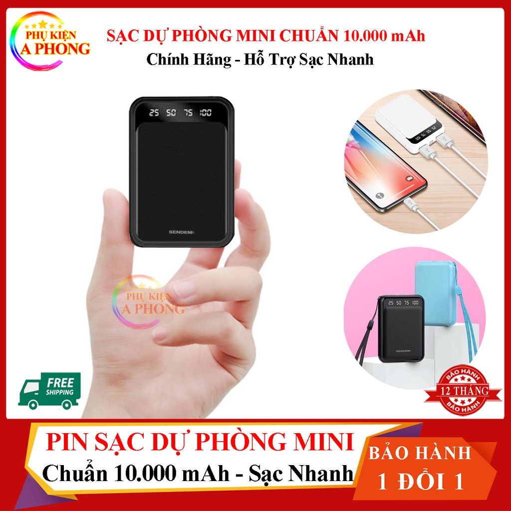 [Mua 5 cái Giá Sỉ] Sạc Dự Phòng Mini P300 Hỗ Trợ Sạc Nhanh An Toàn - Siêu Nhỏ -  Dung Lượng Pin Chuẩn 10.000 mAh