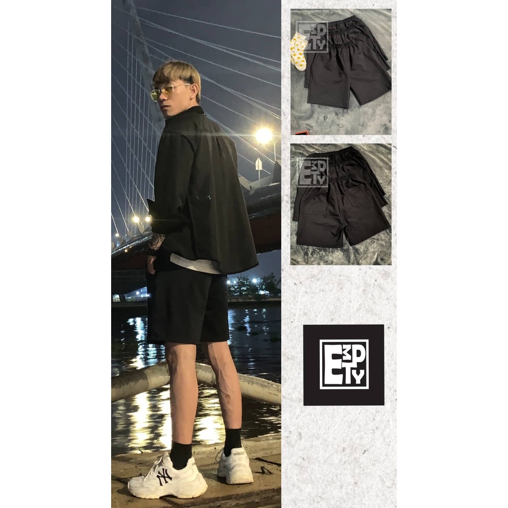 Quần đùi kaki thun EMPTY UNISEX, quần short nam nữ, ống rộng