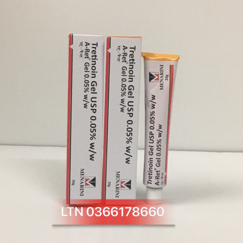 Tretinoin  gel 0.025%, 0.05%, 0.1% - Gel giảm mụn, chống lão hóa, đều màu da Túp 20g