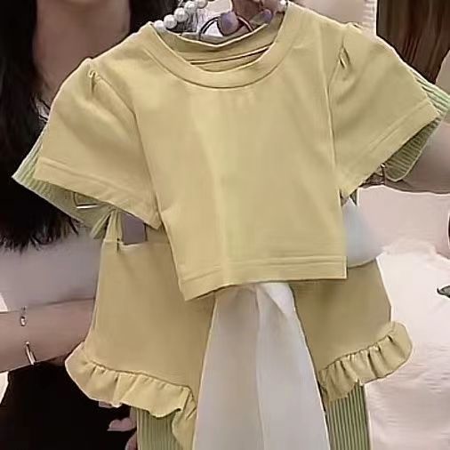 Hàng Mới Về Set Áo Thun + Quần Short 5 Món Thời Trang Mùa Hè Phong Cách Hàn Quốc Cho Bé Gái