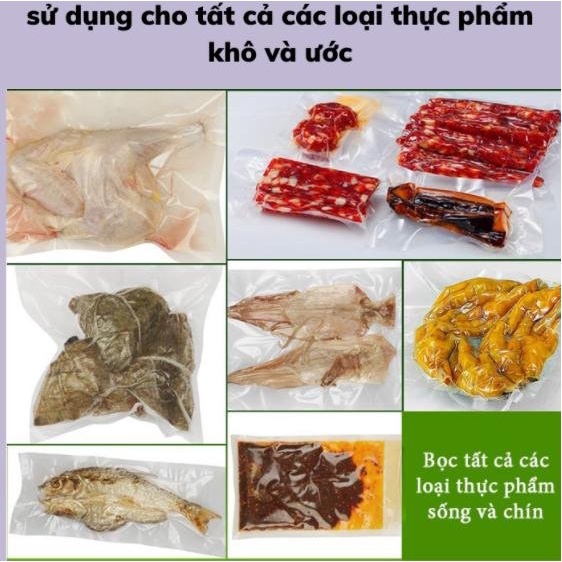 Set 100 Túi Hút Chân Không Một Mặt Nhám, Cuộn và túi đựng thực phẩm 1 mặt nhám, hàng cao cấp, An toàn,