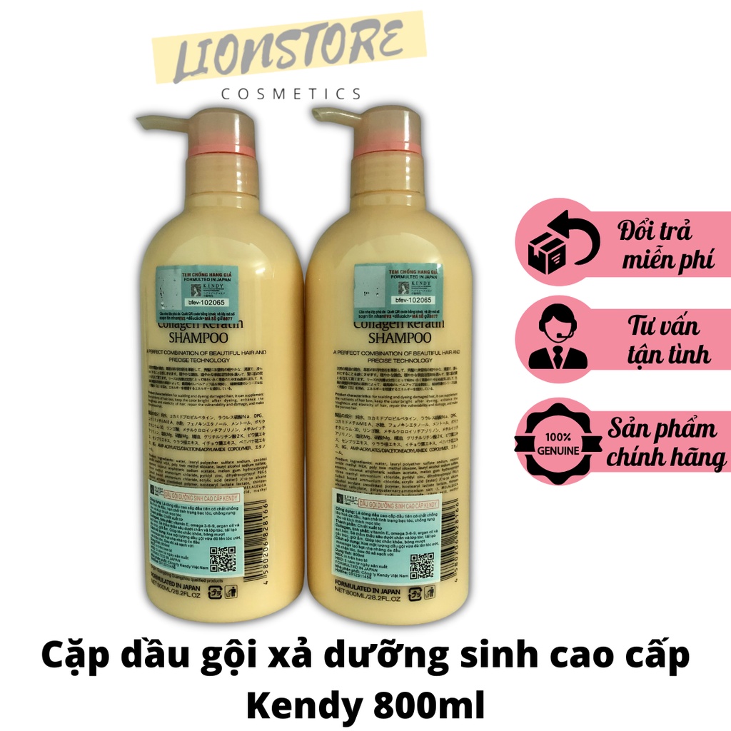 Cặp dầu gội xả KENDY 800ml dưỡng sinh cao cấp thơm mềm mượt