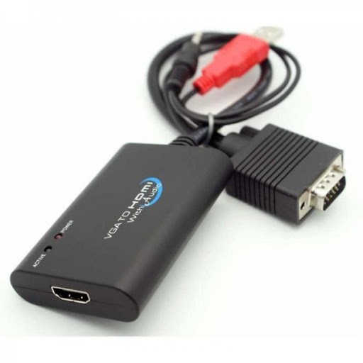 Cáp Vga -&gt; HDMI + Audio Ztek ZE 577C, Cáp chuyển đổi từ VGA sang HDMI có âm thanh
