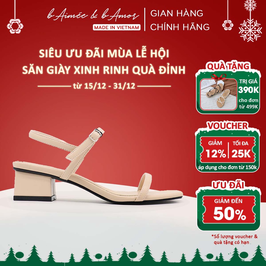 Sandal cao gót nữ 3 phân quai mảnh gót vuông mũi vuông thời trang hàn quốc đẹp cao cấp bAimée & bAmor - MS1588