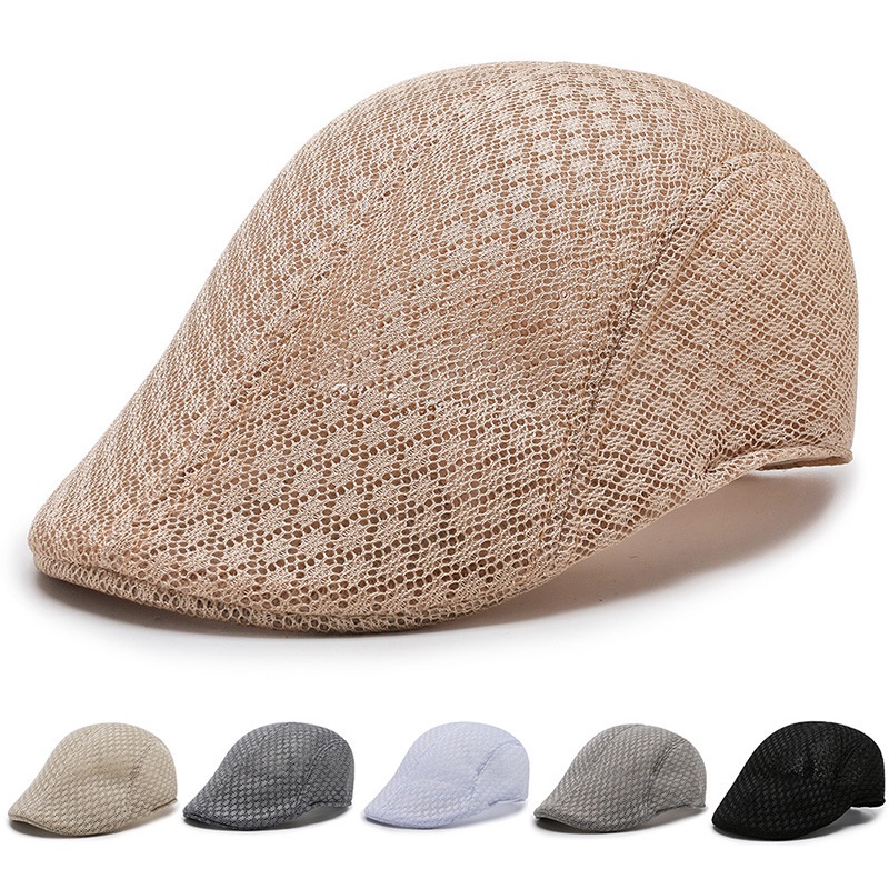 Mũ Beret Phối Lưới Thoáng Khí Thời Trang Xuân Hè Cho Nam