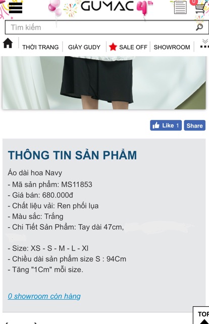 Xả lỗ váy -áo dài GUMAC size XS =>XL