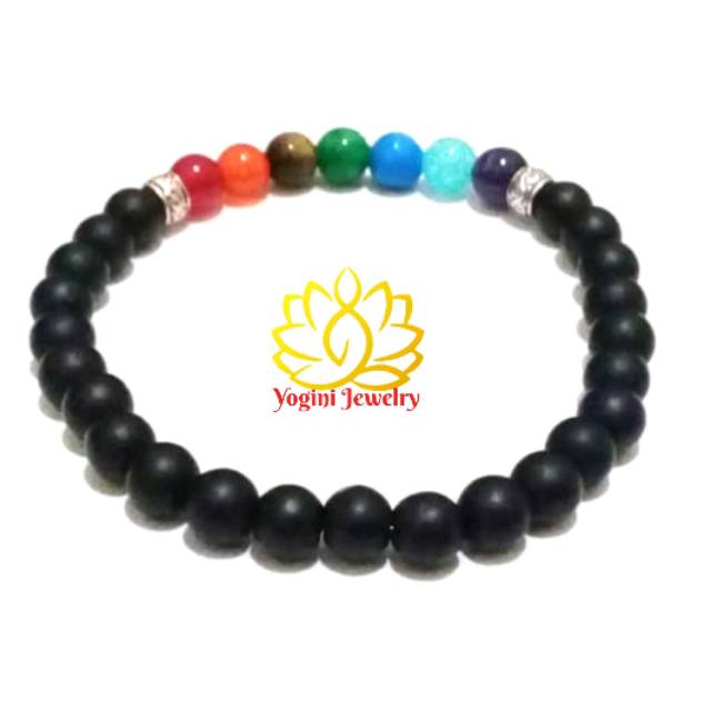 Đá Gelang 7 Chakra Nguyên Chất Onyx Lì Tự Nhiên 6mm