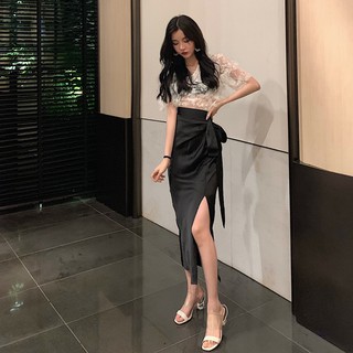 CHÂN VÁY SATIN DÀI XẺ TÀ