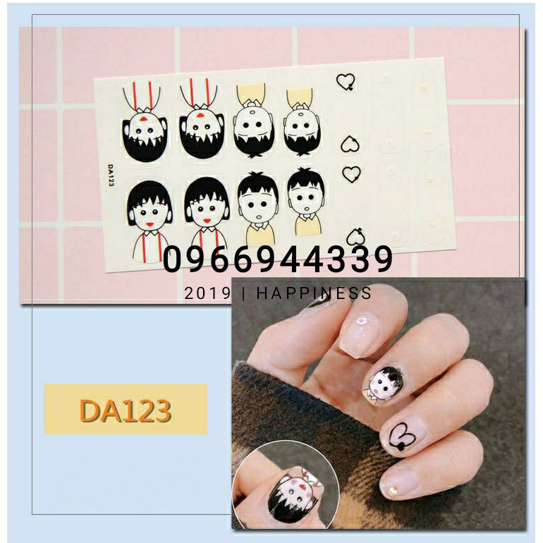 Miếng dán móng tay Phong cách Hàn Quốc Stickers Nails Wraps dễ thương