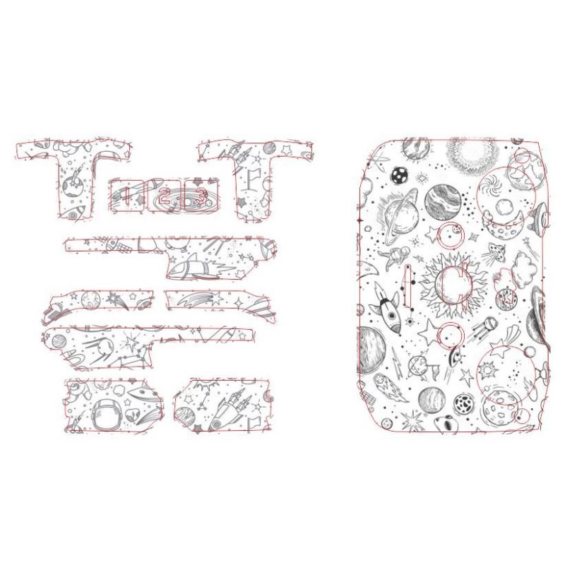 Skin Decal Dán Trang Trí Flycam Mavic Mini - Mini Se - Mini 2 - Dán Hub Sạc - Phiên Bảng Sticker Trắng Đen Vũ Trụ