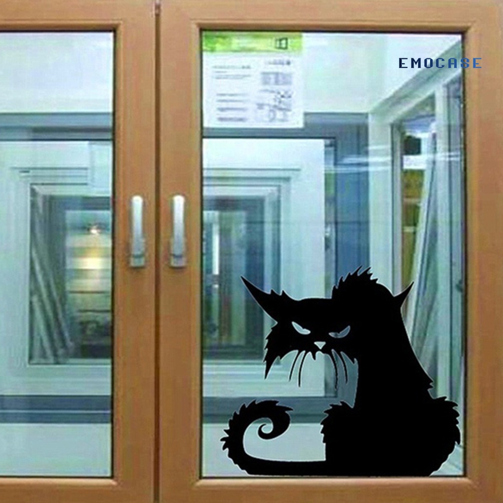 Đề Can Dán Tường / Cửa DIY Hình Mèo Đen Chống Nước Trang Trí Nhà Cửa