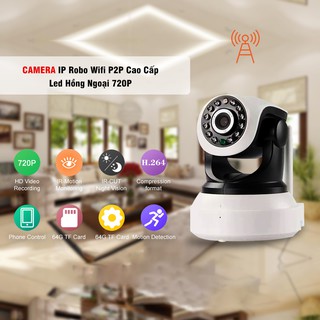 Camera Robo IP P2P Wifi thông minh chống trộm siêu nét HD 720P xoay 360 độ