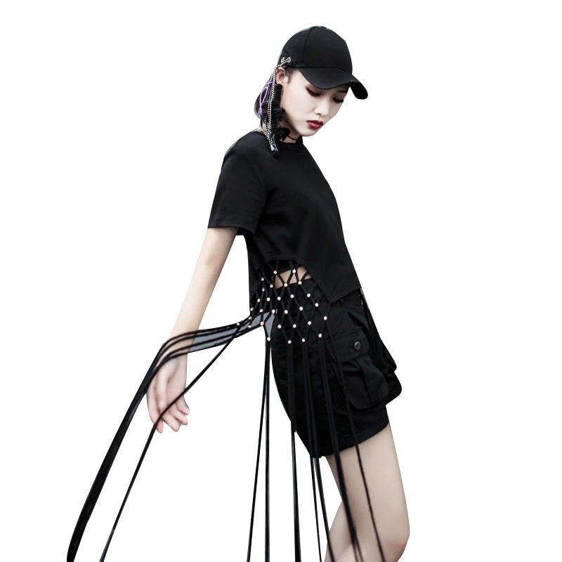 Áo Thun Nữ Croptop Tassel - Đính Hạt