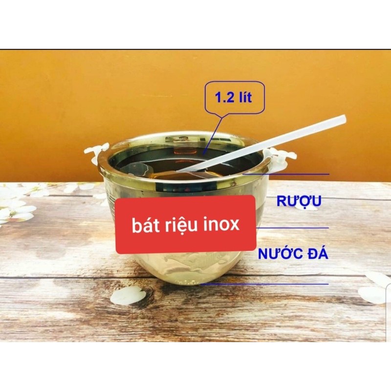 Bộ Bát Đựng Rượu Và Ướp Lạnh inox- Dụng Cụ Ướp Lạnh Trái Cây Và Rượu inox Tặng Kèm Muỗng Múc