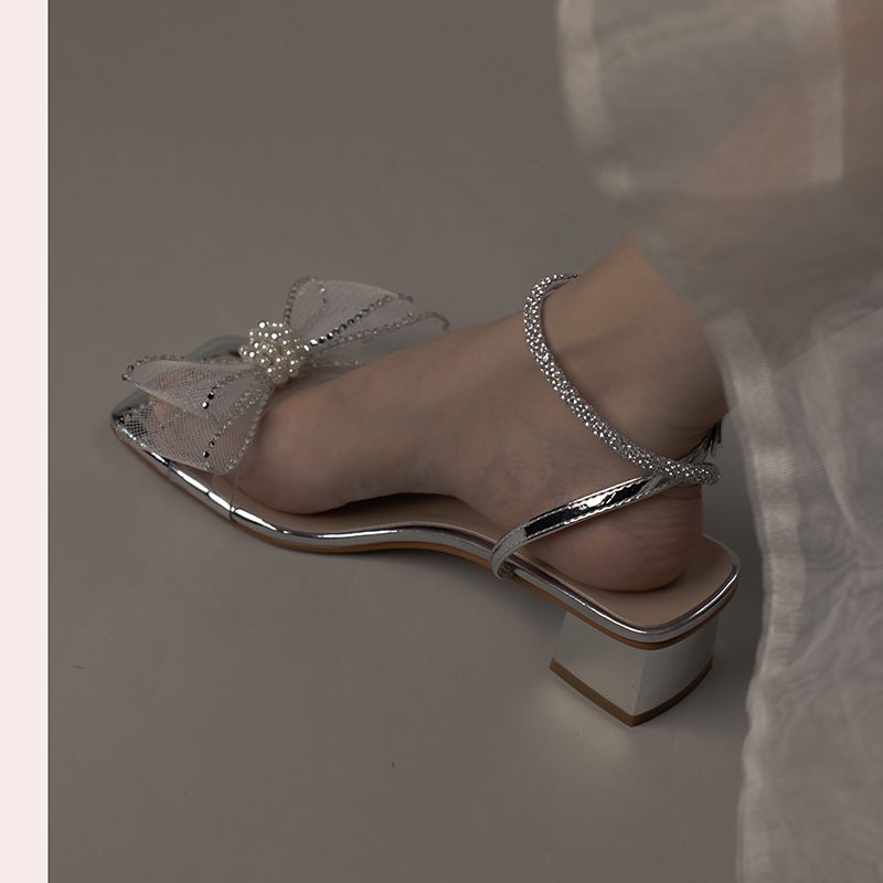 Nhân Vật Nữ Xinh Đẹp 2022Sandal Hở Gót Đính Đá Phối Nơ Xinh Xắn Dành Cho Nữ