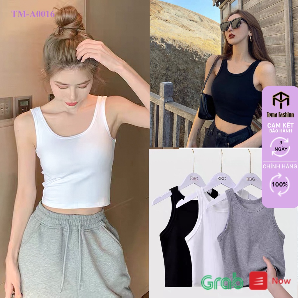 Áo ba lỗ nữ TEMA cotton cao cấp - Áo croptop nữ  basic chất loại 1 co giãn mát, mịn dáng ôm mix đồ cực xinh