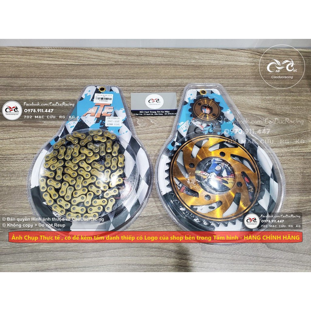 BỘ nhông sên đĩa EX135 thông số zin MÀU VÀNG hãng ATE 9LY nsd