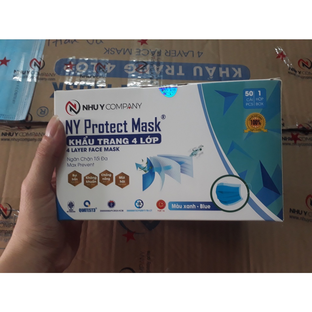 1 Thùng 50 hộp khẩu trang y tế 4 lớp Như Ý chính hãng Nhu Y company NY Protect Mask