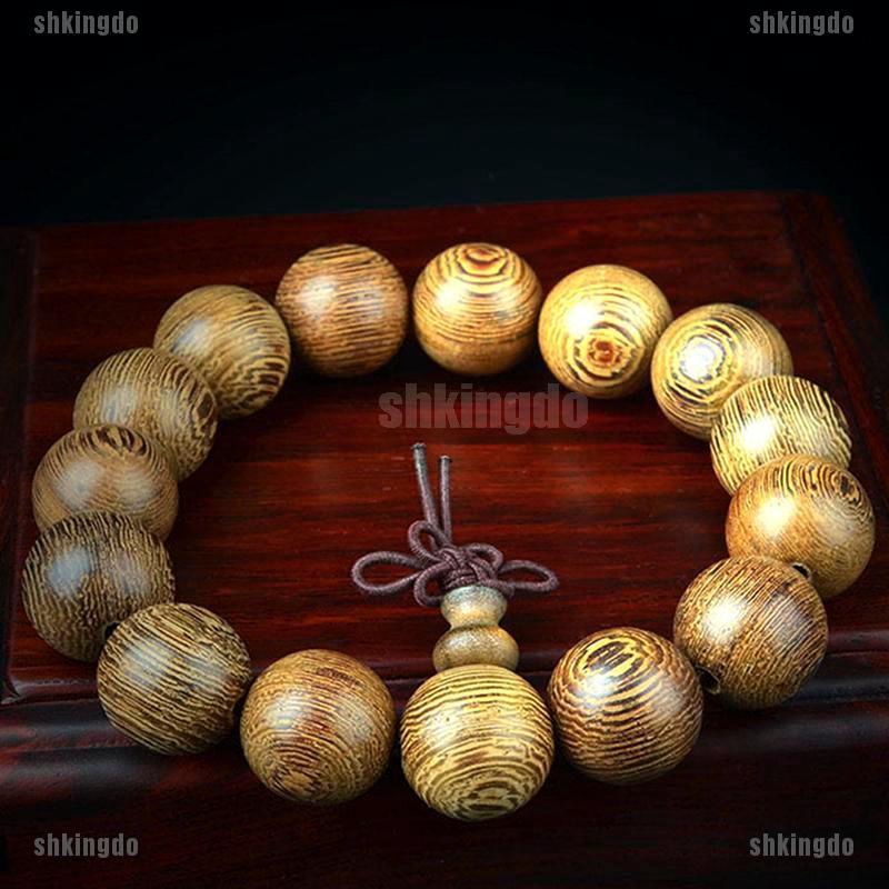 Vòng tay chuỗi hạt gỗ tròn 15mm kiểu Phật giáo