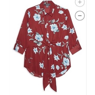 Áo Voan Cát Primark Đỏ Đô In Hoa Dây Cột Eo - 0539