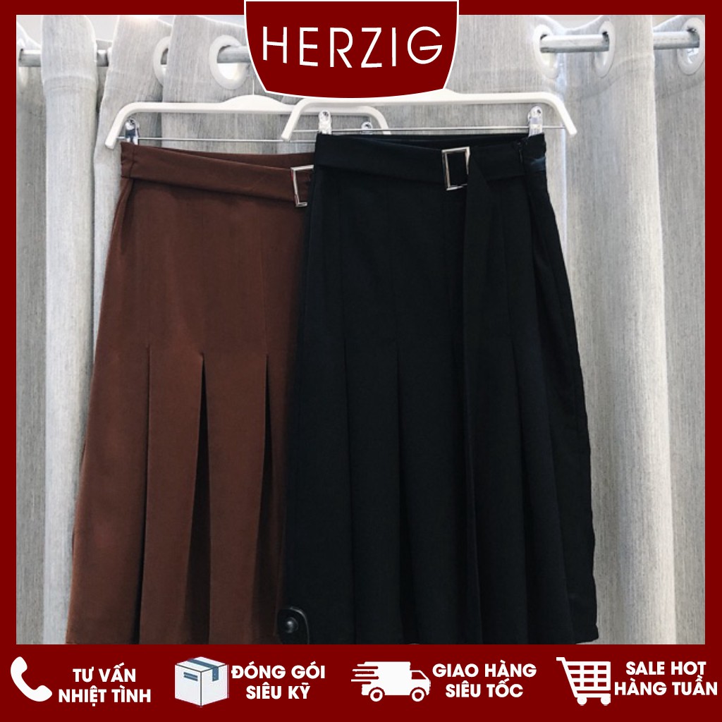 Chân váy xếp ly tag sắt - Q481 : 300 ( đen, nâu)