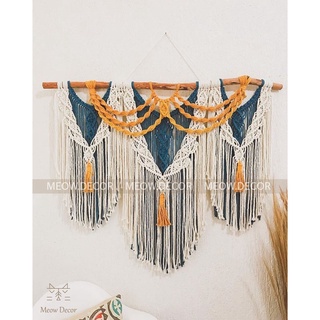 Mành macrame bigsize phối 3 màu phong cách boho treo tường trang trí phòng ngủ, homestay, quán cafe (W45)