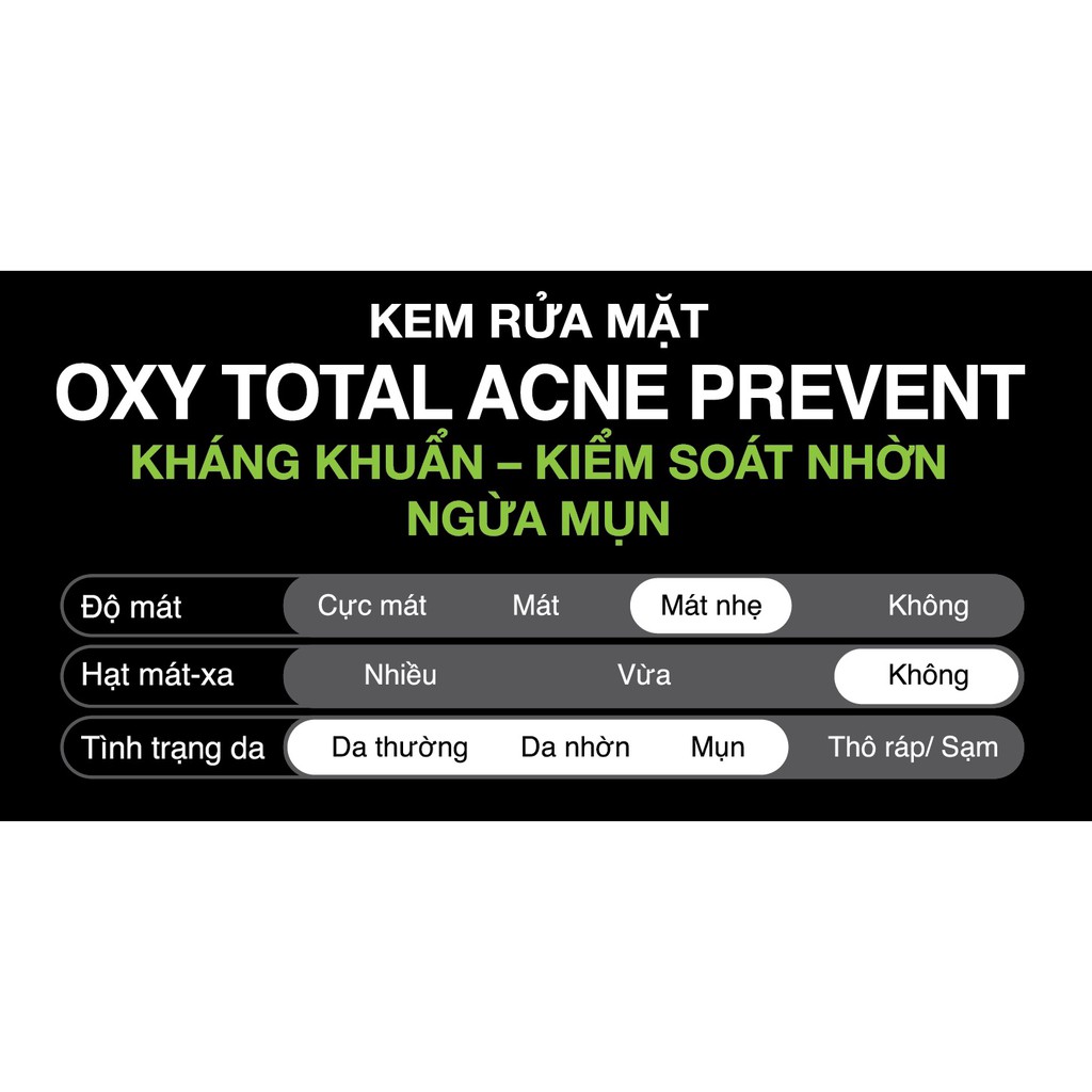 Kem Rửa Mặt OXY Ngừa Mụn, Kiểm Soát Nhờn Total Acne Prevent 100g