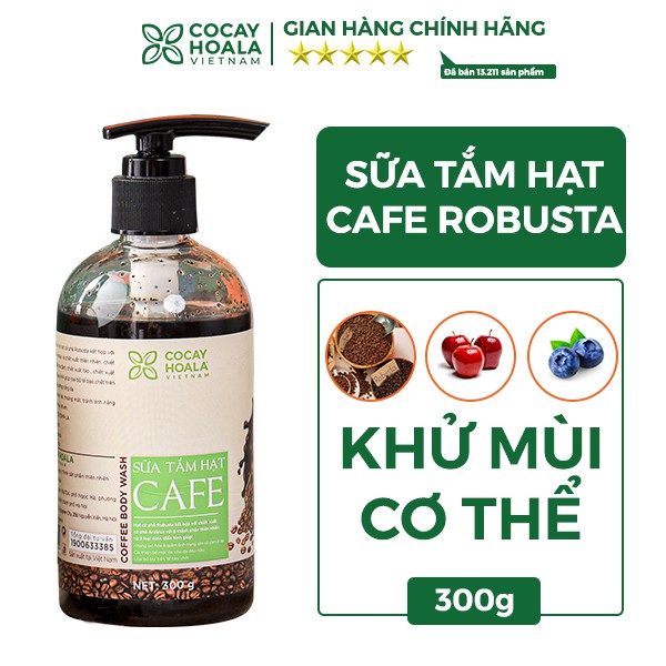 Sữa tắm khử mùi cơ thể Cỏ Cây Hoa Lá chiết xuất hạt Arabica thơm mùi cà phê 300g